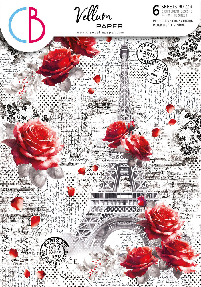 Ciao Bella Paris Je t'aime A4 Vellum Paper Patterns (6pcs) (CBV020)