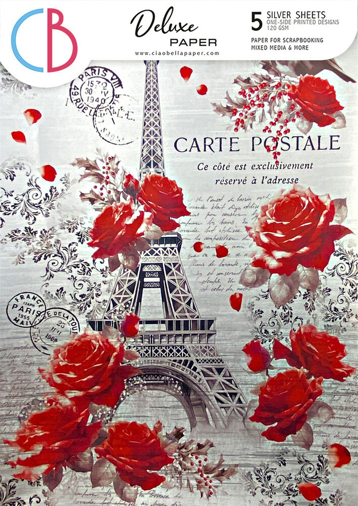 Ciao Bella Paris Je t'aime A4 Deluxe Paper Silver (5pcs) (CBD015) Ciao Bella Paris Je t'aime A4 Deluxe Paper Silver (5pcs) (CBD015)