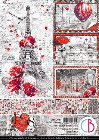 Ciao Bella Paris Je t'aime A4 Creative Pad (9pcs) (CBCL081) Ciao Bella Paris Je t'aime A4 Creative Pad (9pcs) (CBCL081)
