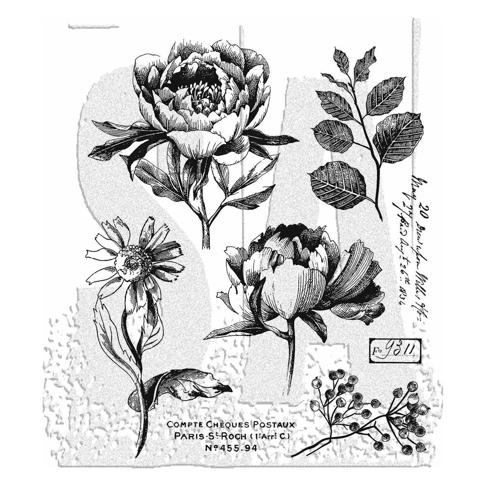 Stampers Anonymous French Garden Tim Holtz Cling Stamps (CMS487)
