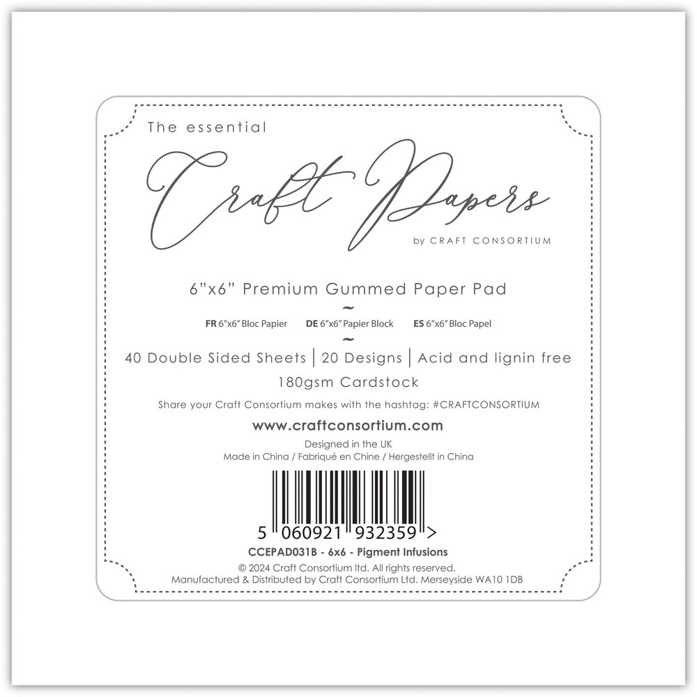 Craft Consortium Essential Craft Papers 6x6 Inch Paper Pad Pigment Infusions (CCEPAD031B) Craft Consortium Essential Craft Papers 6x6 Inch Paper Pad Pigment Infusions (CCEPAD031B)