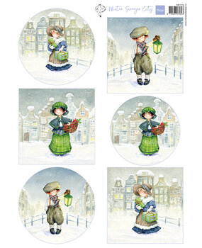 Marianne Design Decoupage A4 Sheet Hetty's Snoesjes Winter City (HK1715)