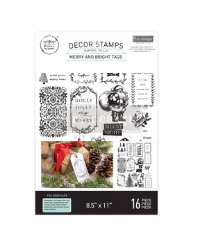 Re-Design with Prima Merry and Bright Tags 8.5x11 Inch Decor Clear Stamps (670344)