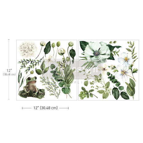 Re-Design with Prima Froggy Meadow Greens 12x12 Inch Maxi Transfers (2pcs) (669546)
