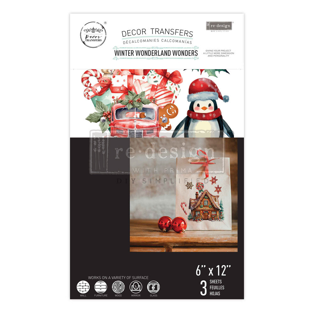 Re-Design with Prima Winter Wonderland Wonders 6x12 Inch Small Transfers (3pcs) (673697)