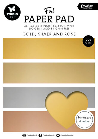 Studio Light Foil Paper Pad A5 Gold, Silver And Rose (SL-ES-PP210) (BASIC) Studio Light Foil Paper Pad A5 Gold, Silver And Rose (SL-ES-PP210) (BASIC)