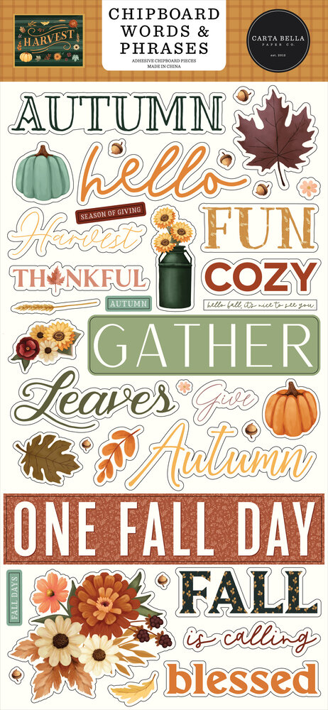 Carta Bella Harvest Chipboard Words & Phrases (CBHV380022)