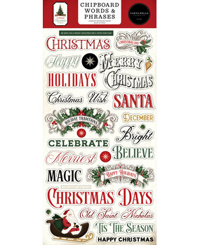 Carta Bella A Vintage Christmas Chipboard Words & Phrases (CBVC384022)