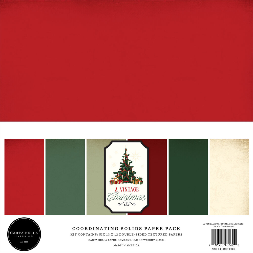 Carta Bella A Vintage Christmas 12x12 Inch Coordinating Solids Paper Pack (CBVC384015) Carta Bella A Vintage Christmas 12x12 Inch Coordinating Solids Paper Pack (CBVC384015)