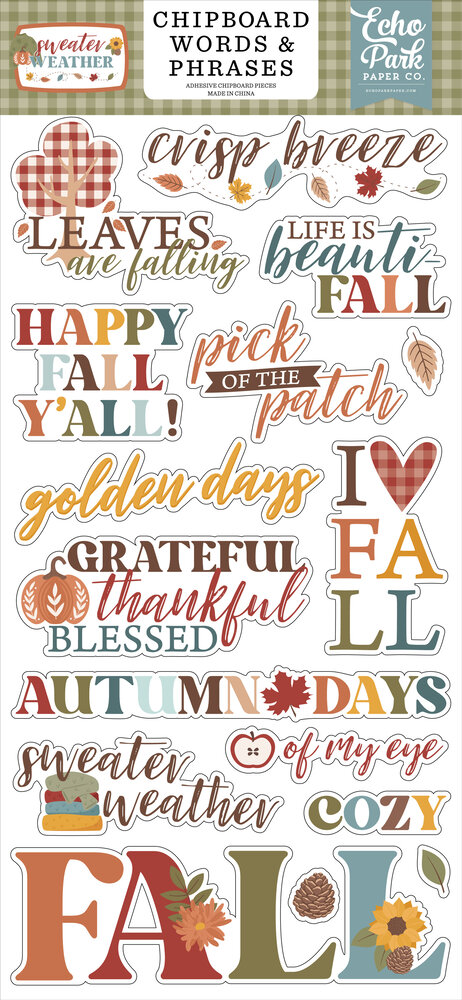 Echo Park Sweater Weather Chipboard Word & Phrases (SW381022)