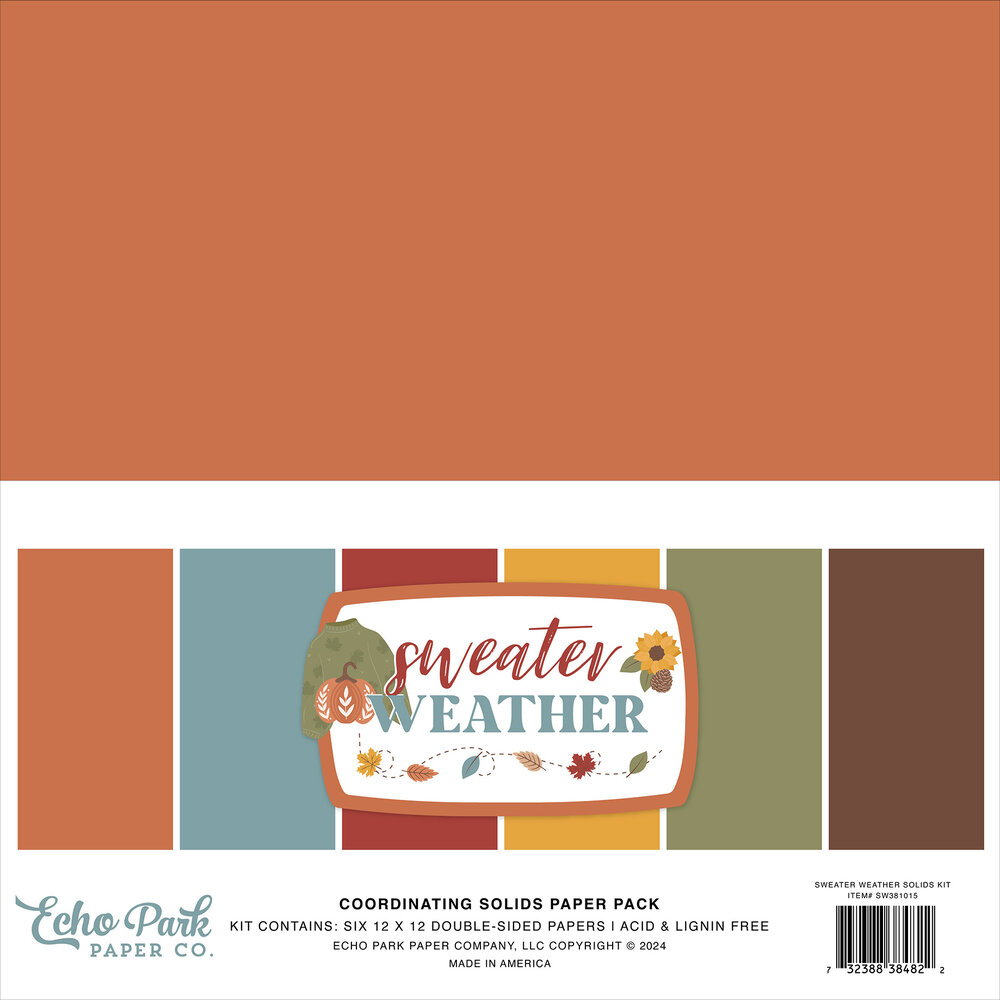 Echo Park Sweater Weather 12x12 Inch Coordinating Solids Paper Pack (SW381015)