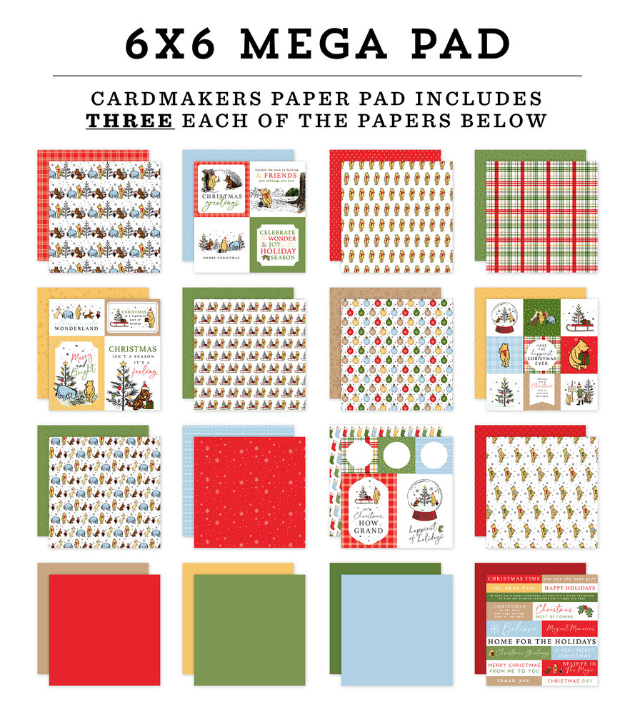 Echo Park Winnie The Pooh Christmas 6x6 Inch Cardmakers Mega Pad (WPC386031) Echo Park Winnie The Pooh Christmas 6x6 Inch Cardmakers Mega Pad (WPC386031)