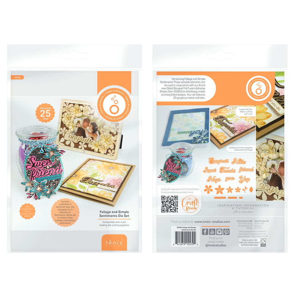 Tonic Studios Foliage and Simple Sentiments Die Set (5579E) (DISCONTINUED) Tonic Studios Foliage and Simple Sentiments Die Set (5579E) (DISCONTINUED)