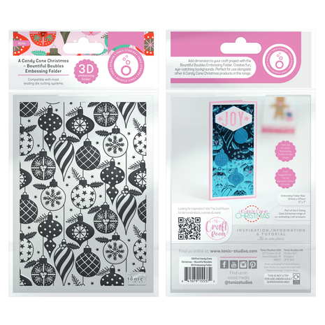 Tonic Studios A Candy Cane Christmas 3D Embossing Folder Bountiful Baubles (5537e) Tonic Studios A Candy Cane Christmas 3D Embossing Folder Bountiful Baubles (5537e)