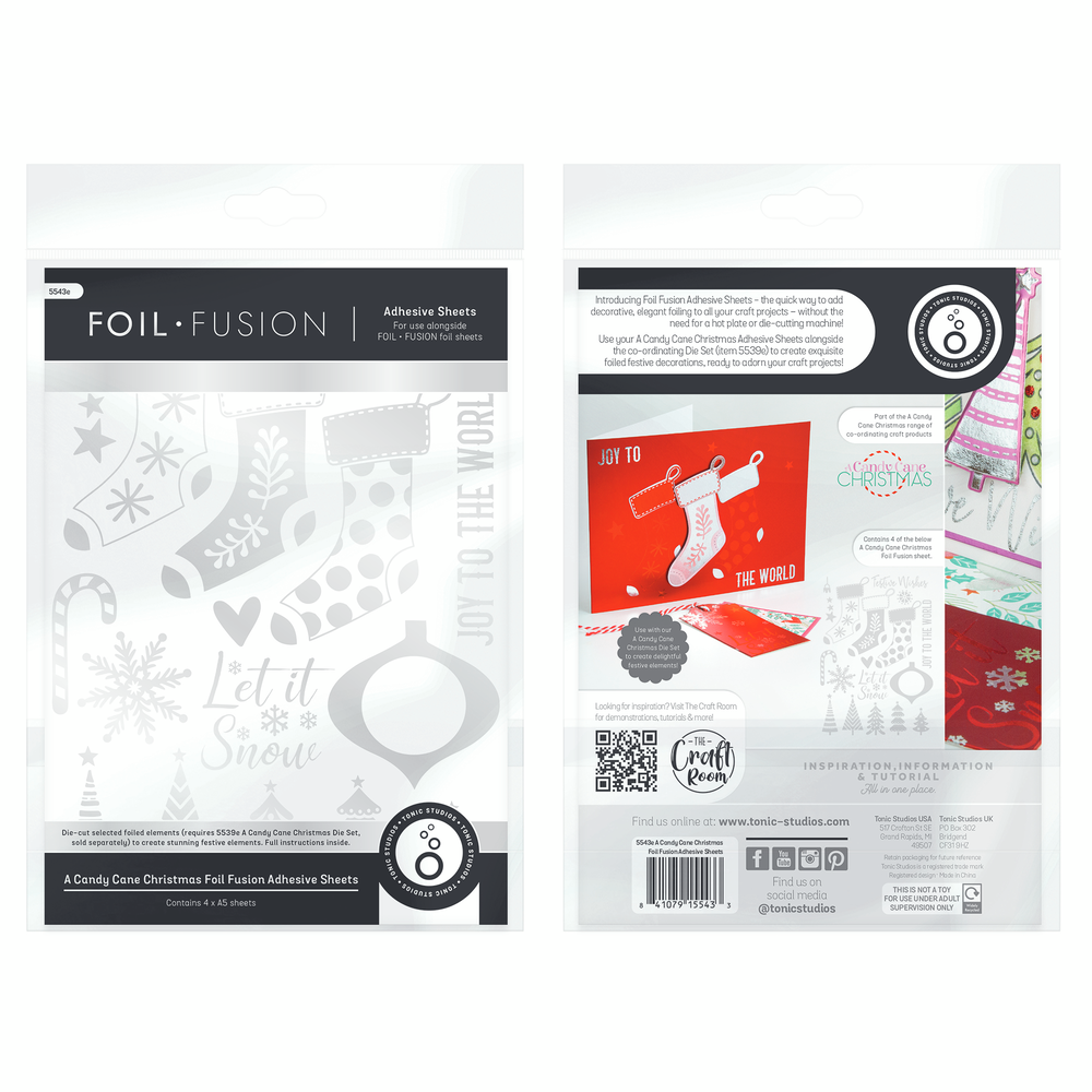 Tonic Studios A Candy Cane Christmas Foil Fusion A5 Adhesive Sheets (4pcs) (5543e) Tonic Studios A Candy Cane Christmas Foil Fusion A5 Adhesive Sheets (4pcs) (5543e)