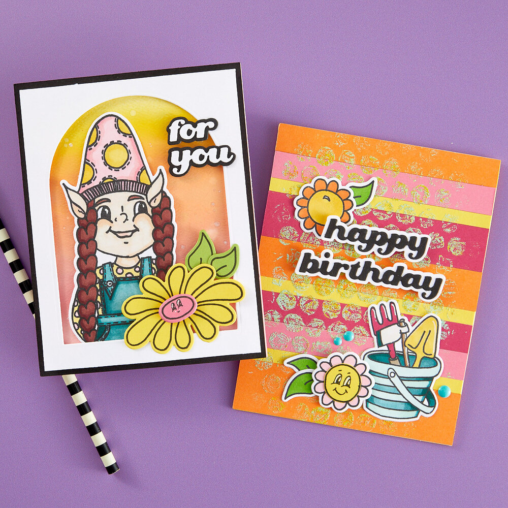 Spellbinders Gnome Sweet Gnome Stamp and Die Bundle (BD-0856) (OUTLET)