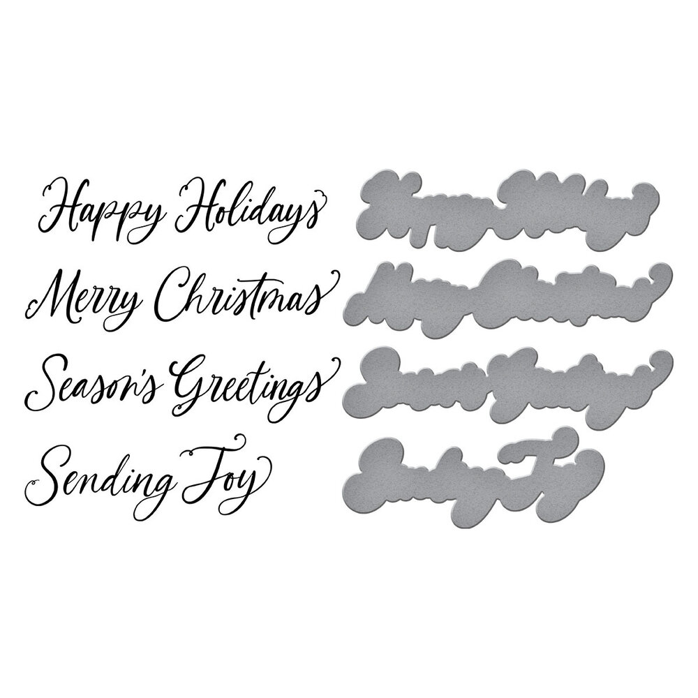 Spellbinders Sending Joy Sentiments Press Plate & Die Set (BP-204)