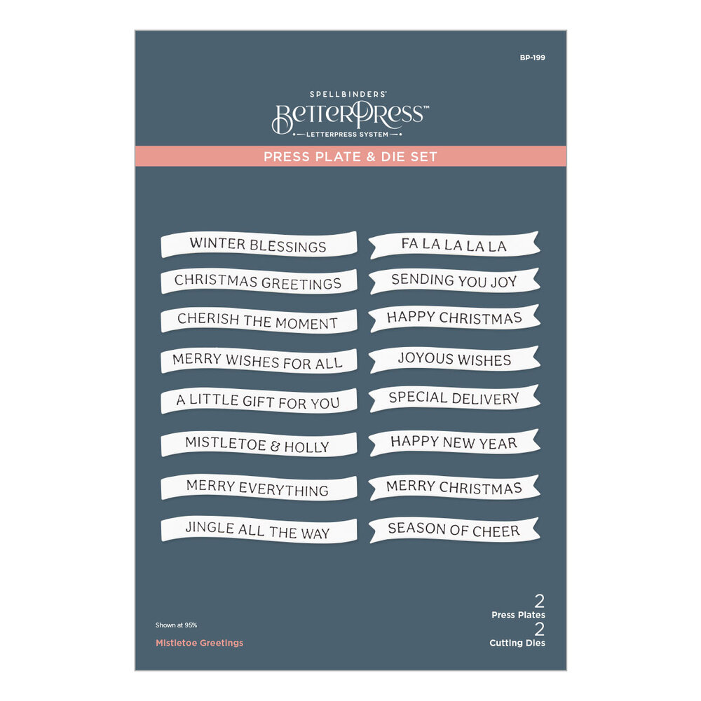 Spellbinders Mistletoe Greetings Press Plate & Die Set (BP-199)