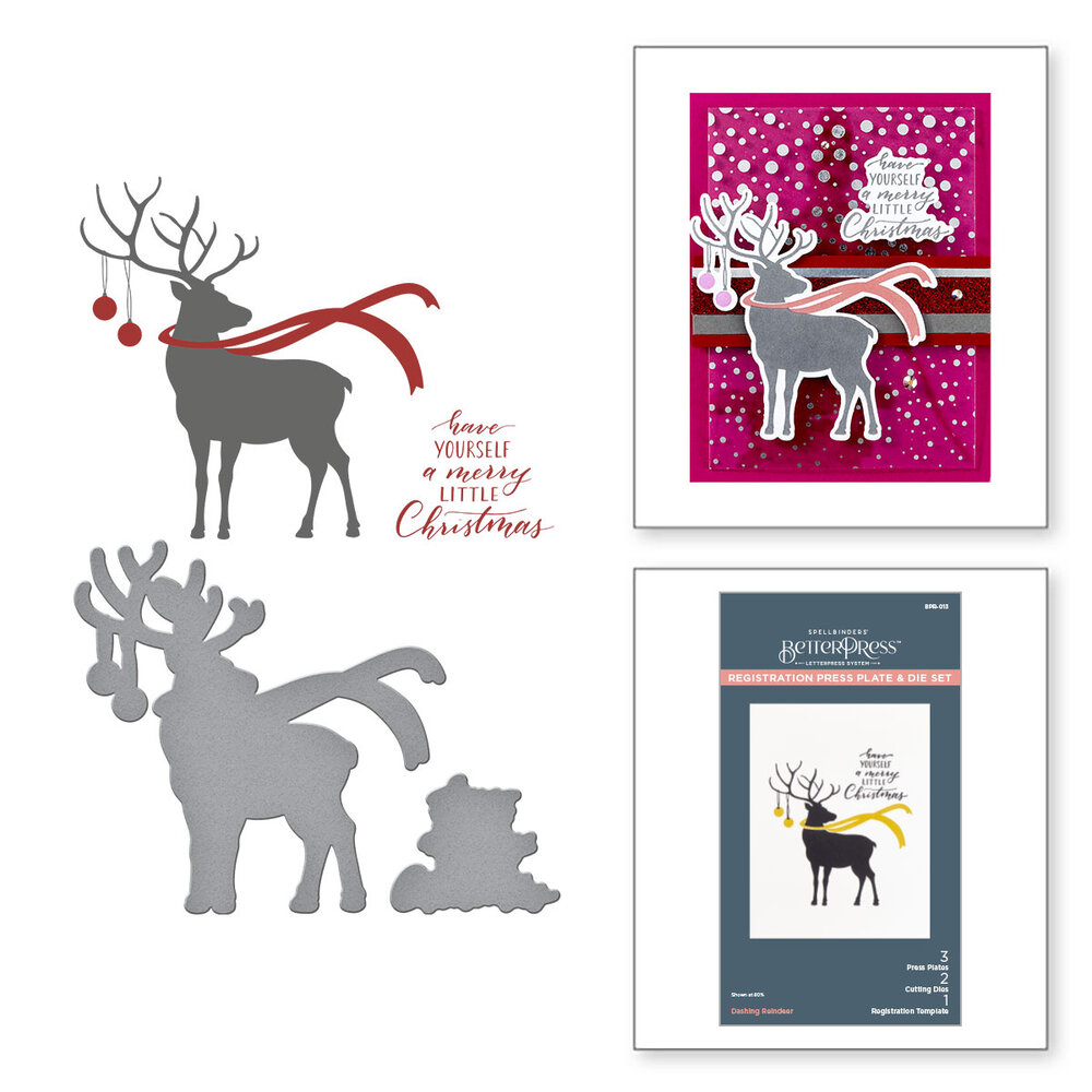 Spellbinders Dashing Reindeer Registration Press Plate & Die Set (BPR-013)