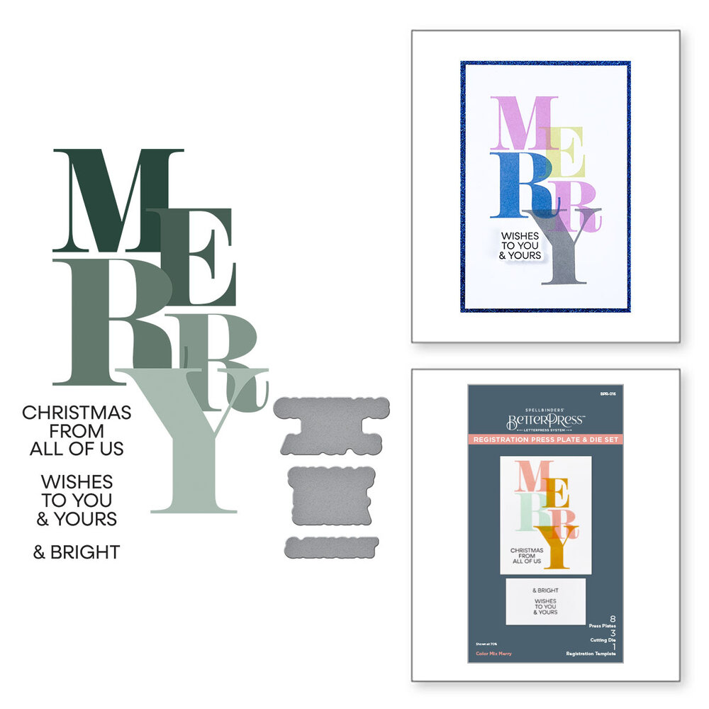 Spellbinders Color Mix Merry Registration Press Plates & Die Set (BPR-016) (DISCONTINUED) Spellbinders Color Mix Merry Registration Press Plates & Die Set (BPR-016) (DISCONTINUED)