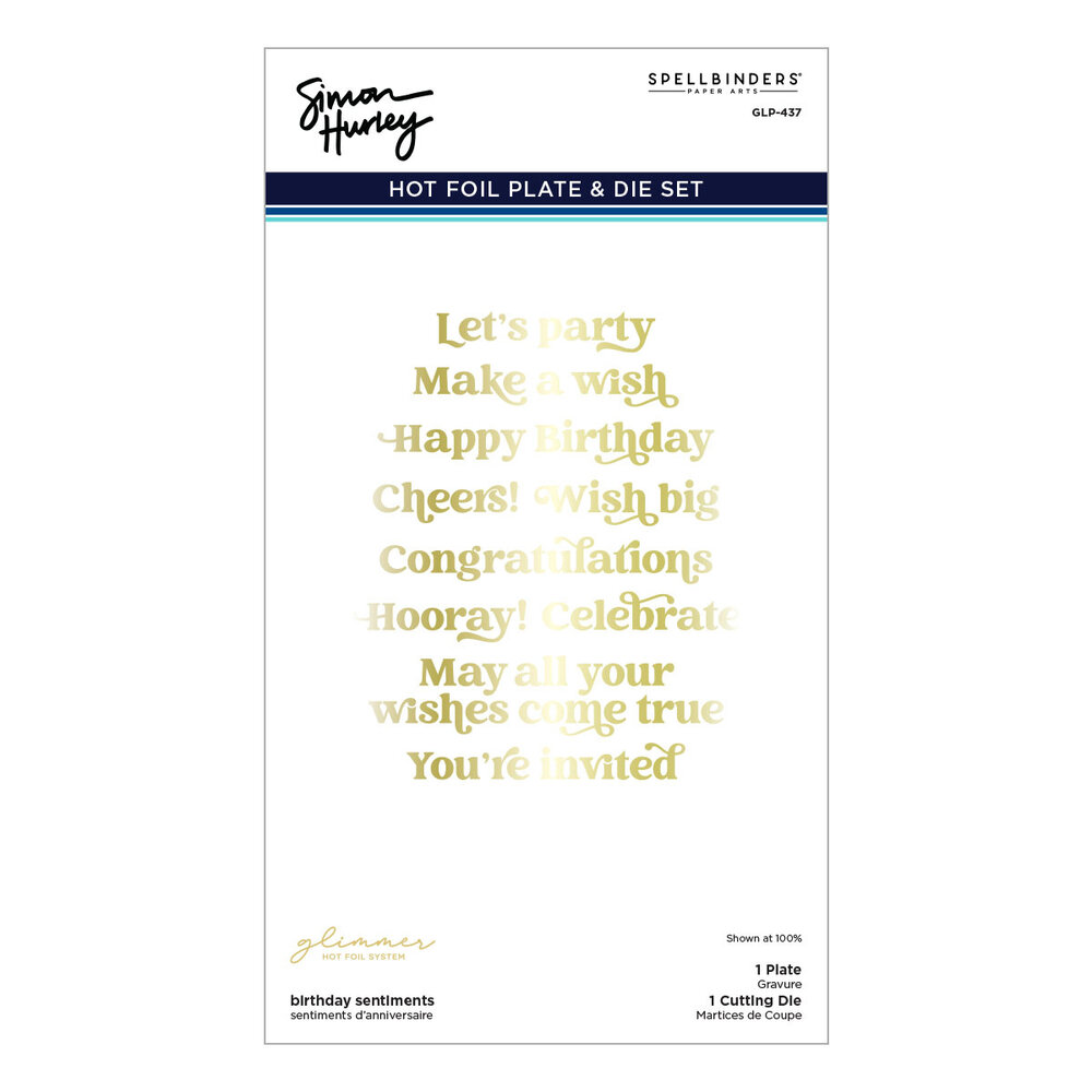 Spellbinders Birthday Sentiments Glimmer Hot Foil Plate & Die Set (GLP-437) (DISCONTINUED) Spellbinders Birthday Sentiments Glimmer Hot Foil Plate & Die Set (GLP-437) (DISCONTINUED)