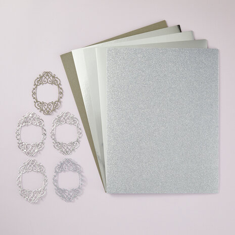Spellbinders Silver Assortment 8 1/2x11 Inch Treasured Cardstock (15pcs) (SCSP-002) Spellbinders Silver Assortment 8 1/2x11 Inch Treasured Cardstock (15pcs) (SCSP-002)