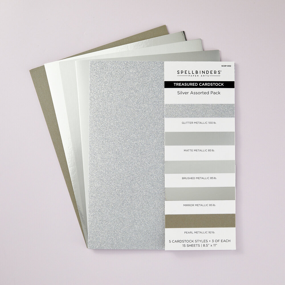 Spellbinders Silver Assortment 8 1/2x11 Inch Treasured Cardstock (15pcs) (SCSP-002) Spellbinders Silver Assortment 8 1/2x11 Inch Treasured Cardstock (15pcs) (SCSP-002)