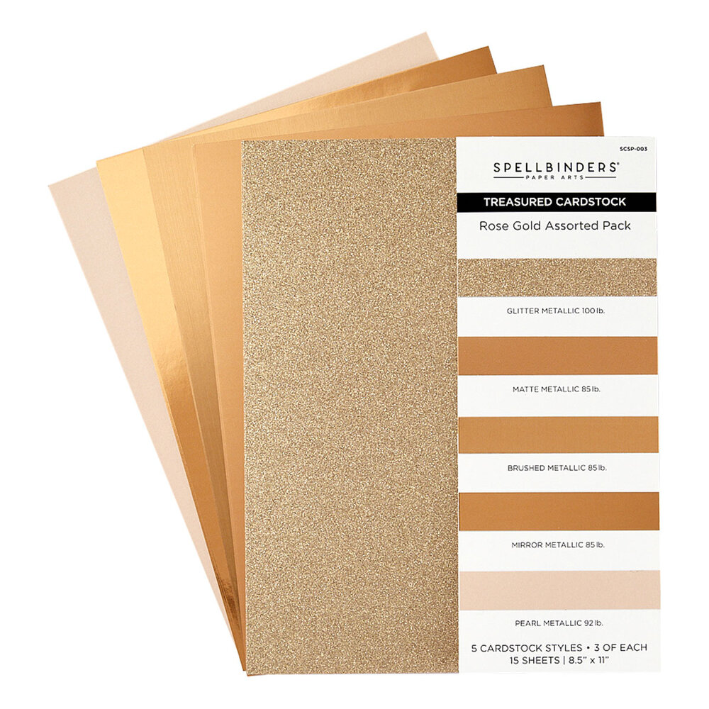 Spellbinders Rose Gold Assortment 8 1/2x11 Inch Treasured Cardstock (15pcs) (SCSP-003)
