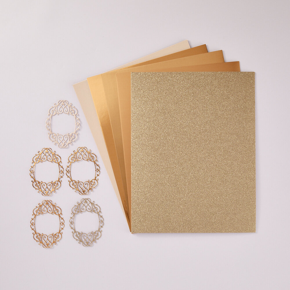 Spellbinders Rose Gold Assortment 8 1/2x11 Inch Treasured Cardstock (15pcs) (SCSP-003) Spellbinders Rose Gold Assortment 8 1/2x11 Inch Treasured Cardstock (15pcs) (SCSP-003)