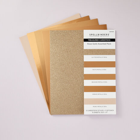 Spellbinders Rose Gold Assortment 8 1/2x11 Inch Treasured Cardstock (15pcs) (SCSP-003) Spellbinders Rose Gold Assortment 8 1/2x11 Inch Treasured Cardstock (15pcs) (SCSP-003)