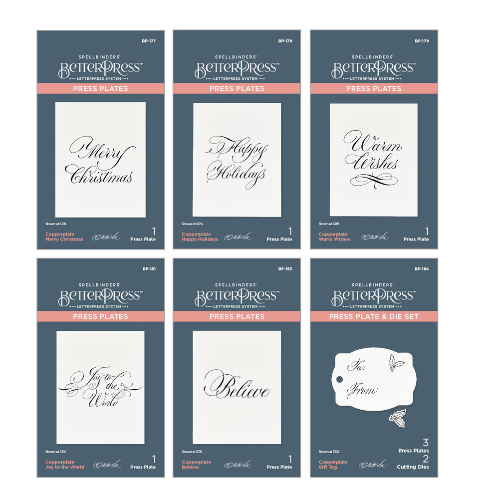 Spellbinders Copperplate Holiday Sentiments BetterPress Plates Bundle (BD-0861) Spellbinders Copperplate Holiday Sentiments BetterPress Plates Bundle (BD-0861)