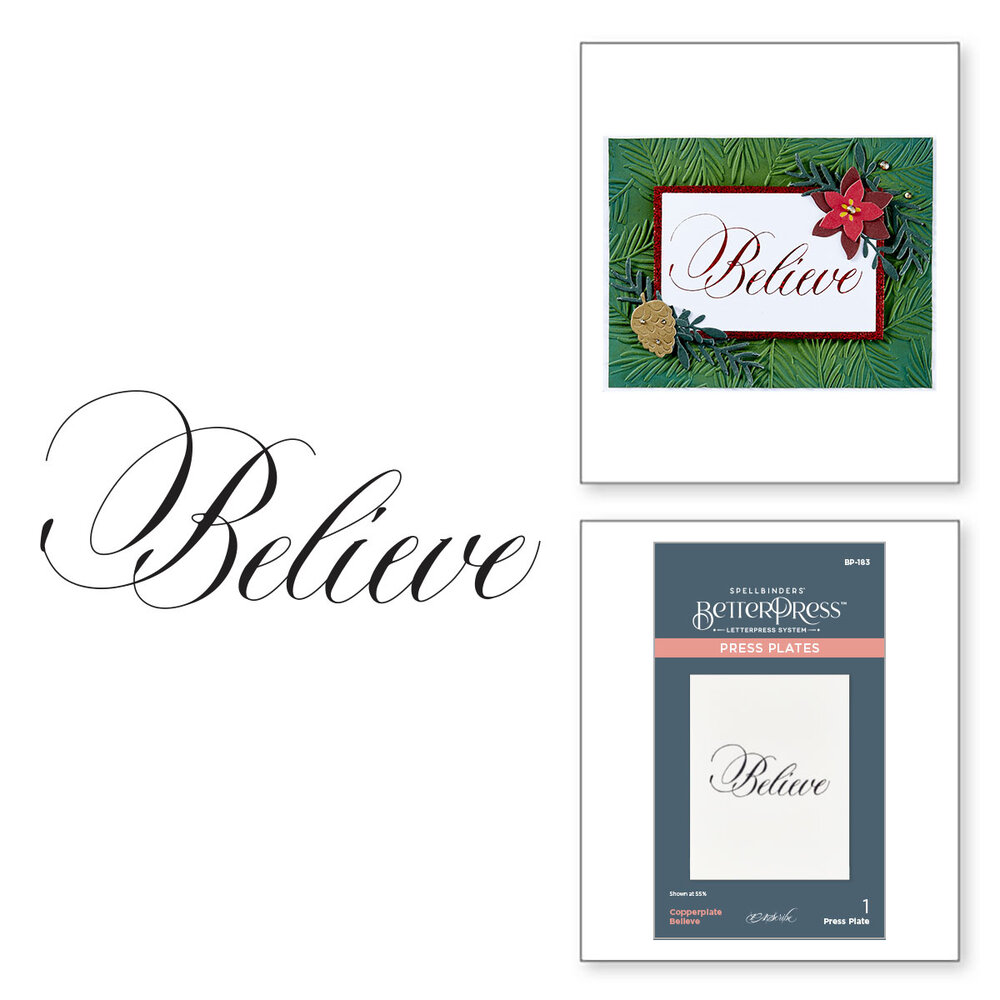 Spellbinders Copperplate Believe Press Plate (BP-183) Spellbinders Copperplate Believe Press Plate (BP-183)