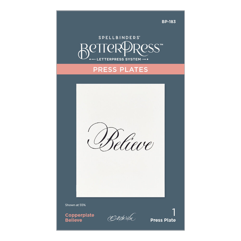 Spellbinders Copperplate Believe Press Plate (BP-183) Spellbinders Copperplate Believe Press Plate (BP-183)