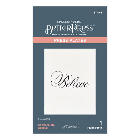 Spellbinders Copperplate Believe Press Plate (BP-183) Spellbinders Copperplate Believe Press Plate (BP-183)