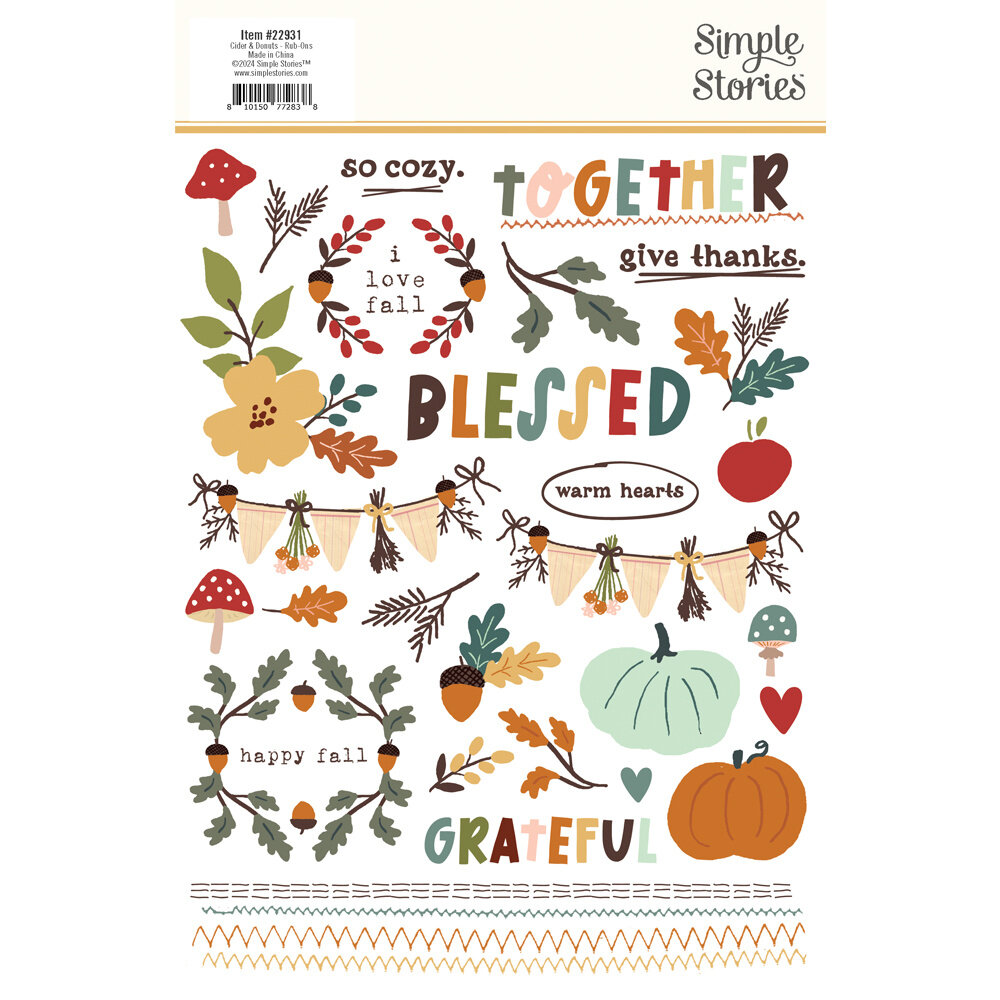 Simple Stories Cider & Donuts Rub Ons (22931) (OUTLET)