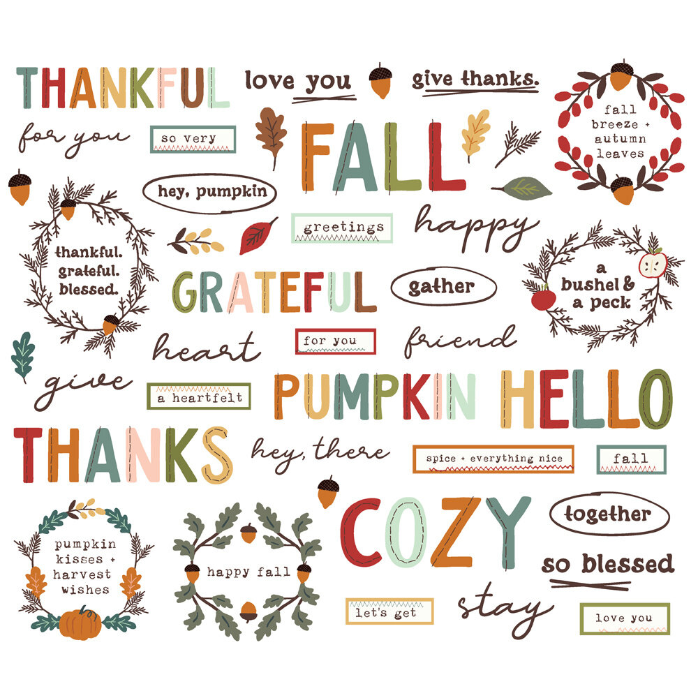 Simple Stories Cider & Donuts Sentiment Bits & Pieces (22921)