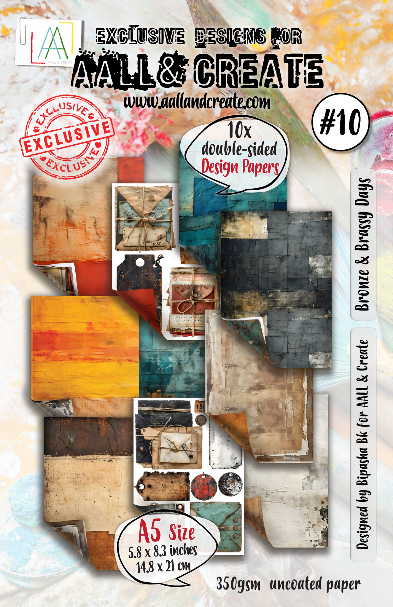 AALL And Create Design Double-Sided Cardstock A5 10/Pkg Bronze & Brassy Days