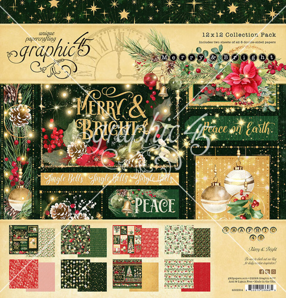 Graphic 45 Merry & Bright 12x12 Inch Collection Pack (4502914)
