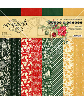 Graphic 45 Merry & Bright 12x12 Inch Patterns & Solids Pack (4502915)