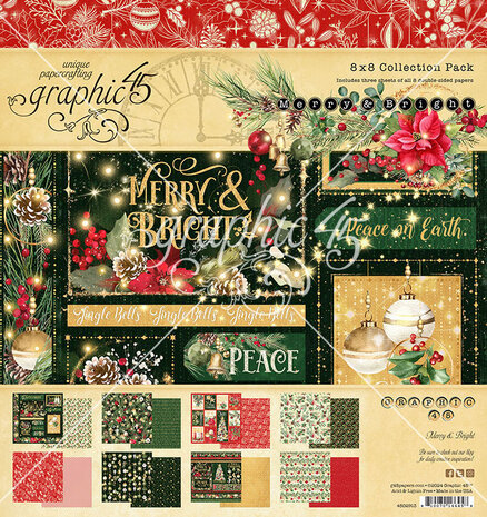 Graphic 45 Merry & Bright 8x8 Inch Collection Pack (4502913)