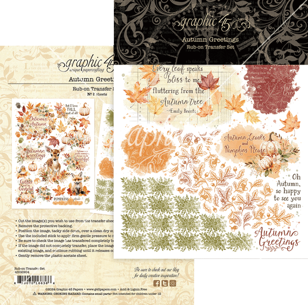 Graphic 45 Autumn Greetings Rub-On Transfers (4502904)