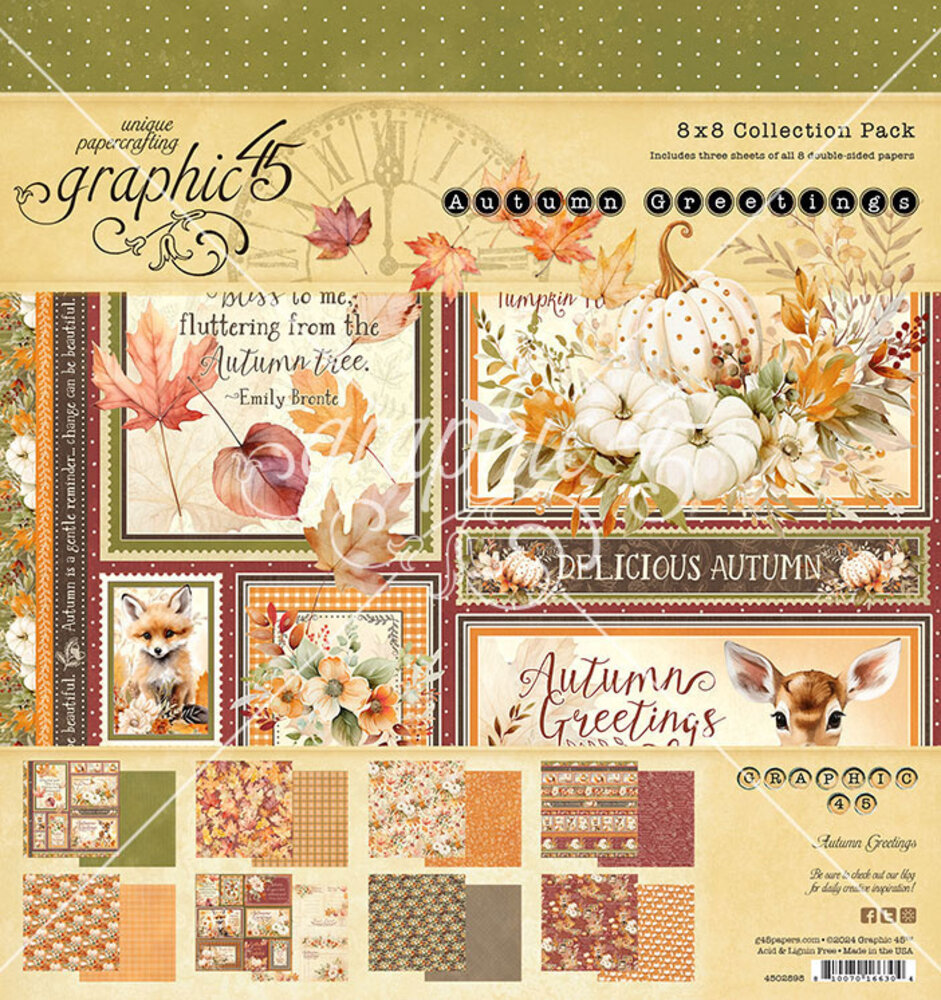 Graphic 45 Autumn Greetings 8x8 Inch Collection Pack (4502898)