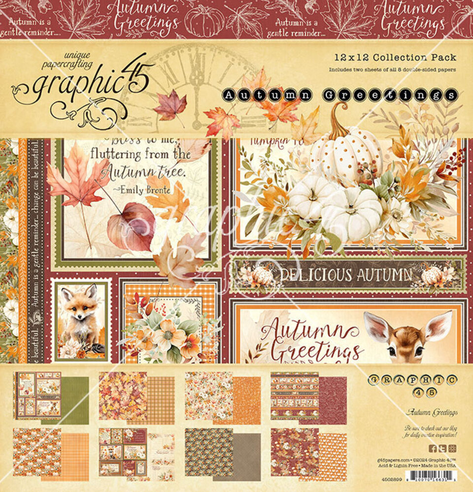 Graphic 45 Autumn Greetings 12x12 Inch Collection Pack (4502899)