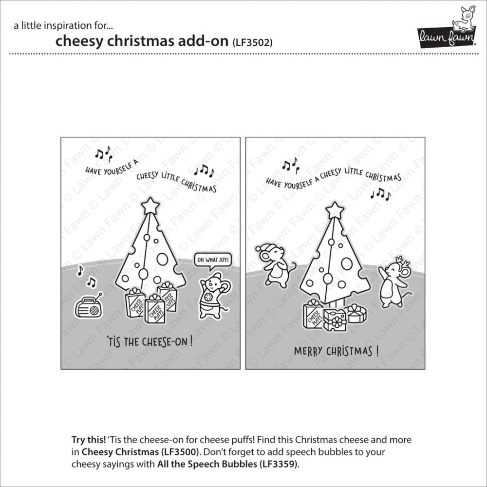 Lawn Fawn Cheesy Christmas Add-On Clear Stamps (LF3502)