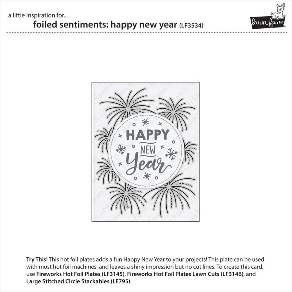Lawn Fawn Foiled Sentiments: Happy New Year Hot Foil Plates (LF3534) Lawn Fawn Foiled Sentiments: Happy New Year Hot Foil Plates (LF3534)