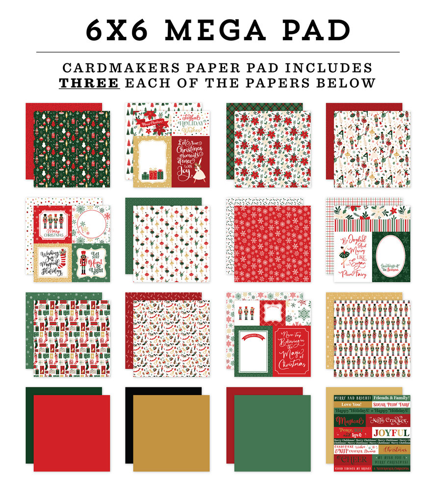 Echo Park Nutcracker Christmas 6x6 Inch Cardmakers Mega Pad (NC387031)