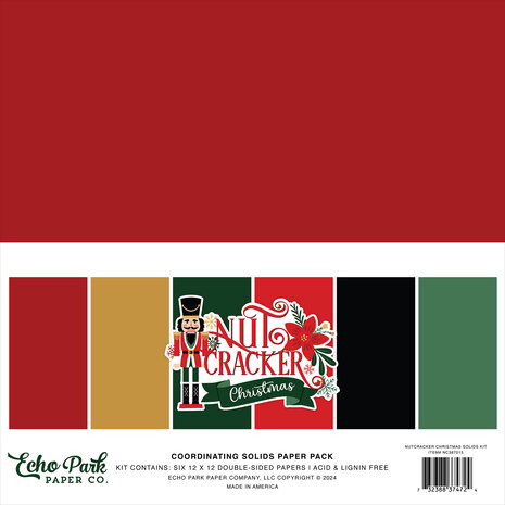 Echo Park Nutcracker Christmas 12x12 Inch Coordinating Solids Paper Pack (NC387015)