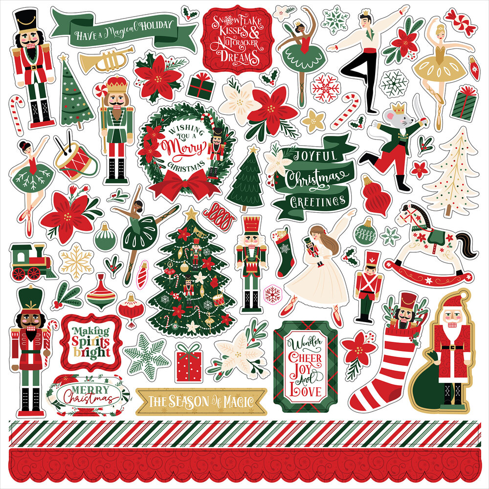 Echo Park Nutcracker Christmas 12x12 Inch Element Sticker (NC387014)