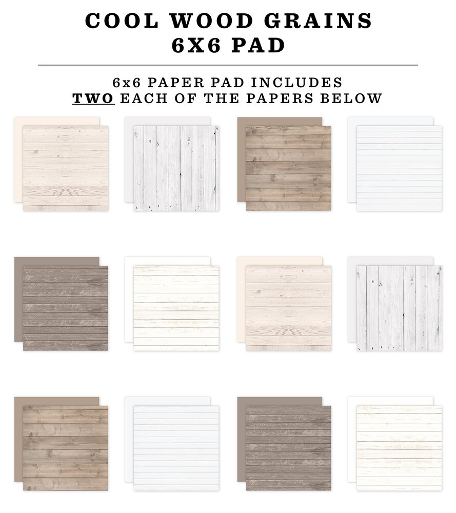 Echo Park Cool Wood Grains 6x6 Inch Paper Pad (CWG389023)