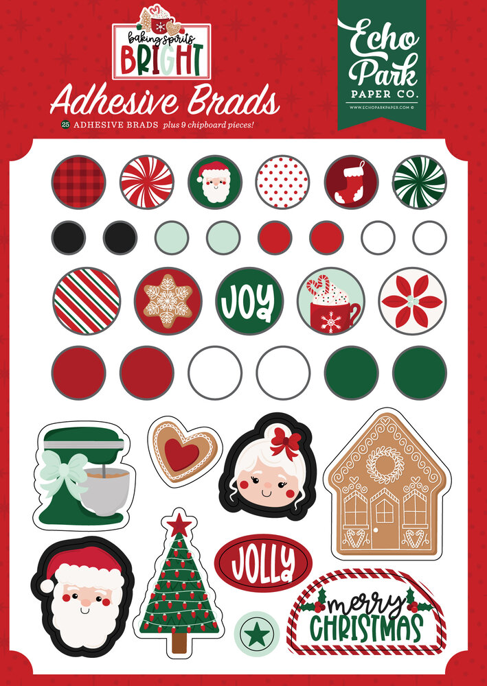 Echo Park Baking Spirits Bright Adhesive Brads (BSB388020)